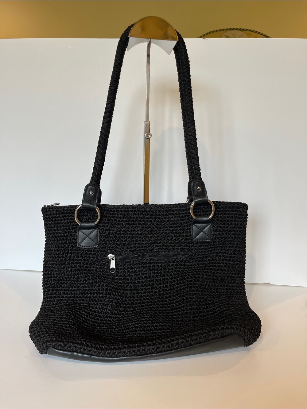 Classic Black Crochet Tote Bag - Elegant Everyday Carry